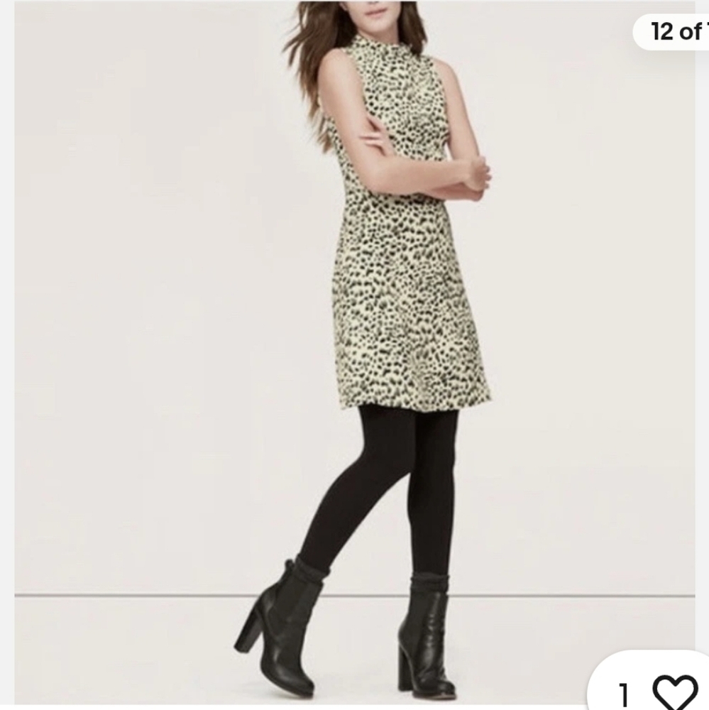 Loft Sleeveless Black and White Animal Print Dress